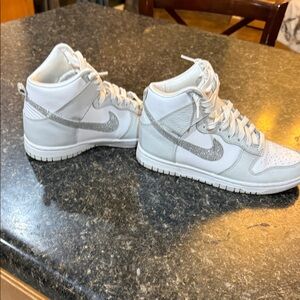 Nike White and Silver Athletic Shoes